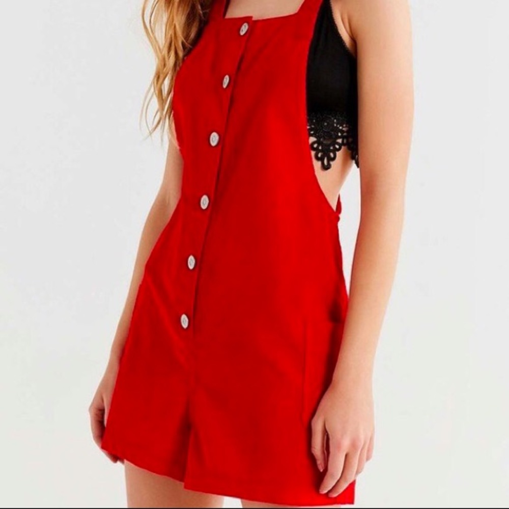 Red Corduroy overalls. BDG.